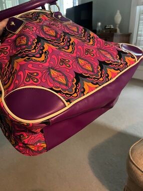 Purple Paisley-Print Women’s Tote Bag with Pink & Orange Accents